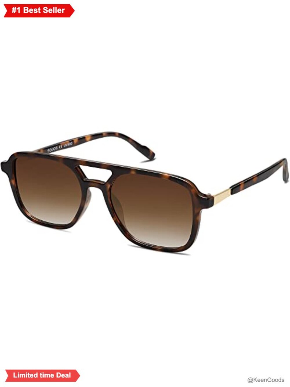 SOJOS Retro Aviator Sunglasses UV400 Unisex Full Frame Lightweight